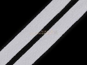 Šňůra oděvní plochá 15 mm bílá, 1