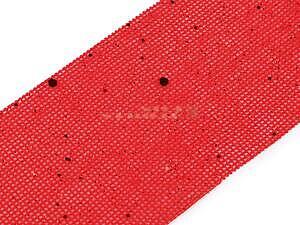 Stuha imitace juty s glitry šíře 60 mm červená