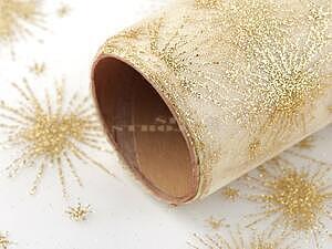 Organza vánoční s glitry šíře 36 cm 2, zlatá